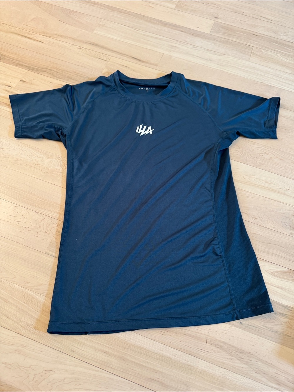 YoungLA Superhero Compression Tee T-Shirt Blue Lightning Logo Gym Athletic-L